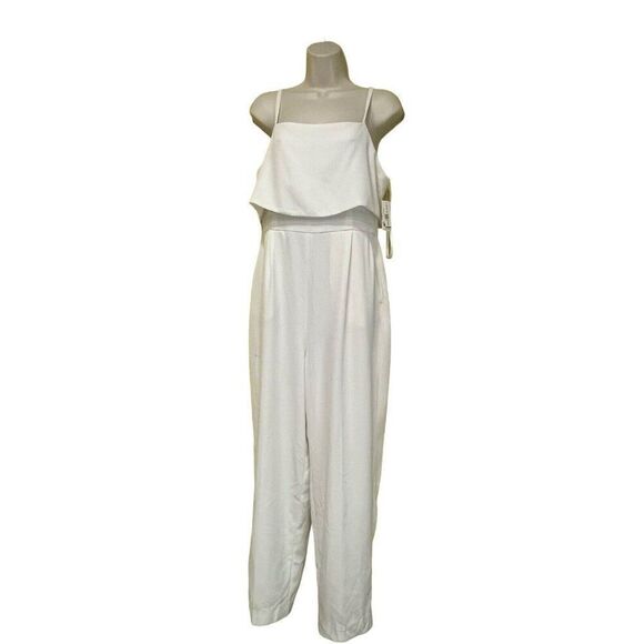 Bar III Women's Crepe Double-Layer Sleeveless Jumpsuit, Black (off white), M - Picture 13 of 14